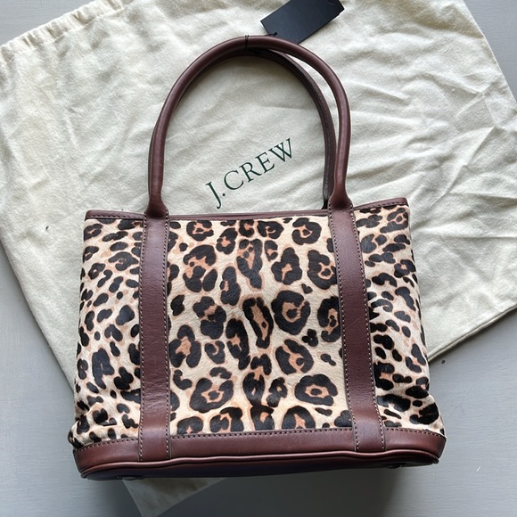 NWT J.Crew Collection Leather and calf hair tote. - Picture 11 of 14